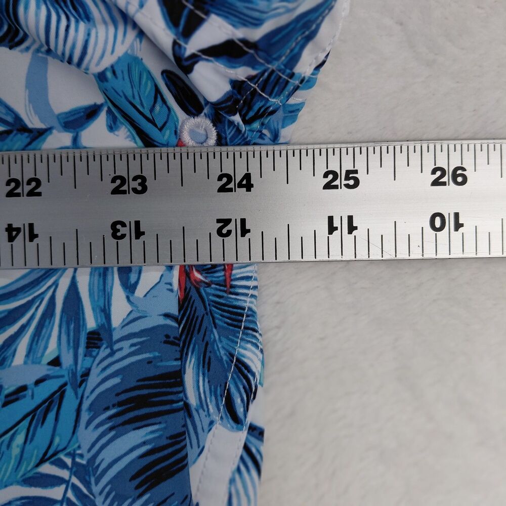 IZOD Saltwater Hawaiian Shirt Mens XL Tall Blue Floral Short Sleeve Graphic AOP - Picture 8 of 10